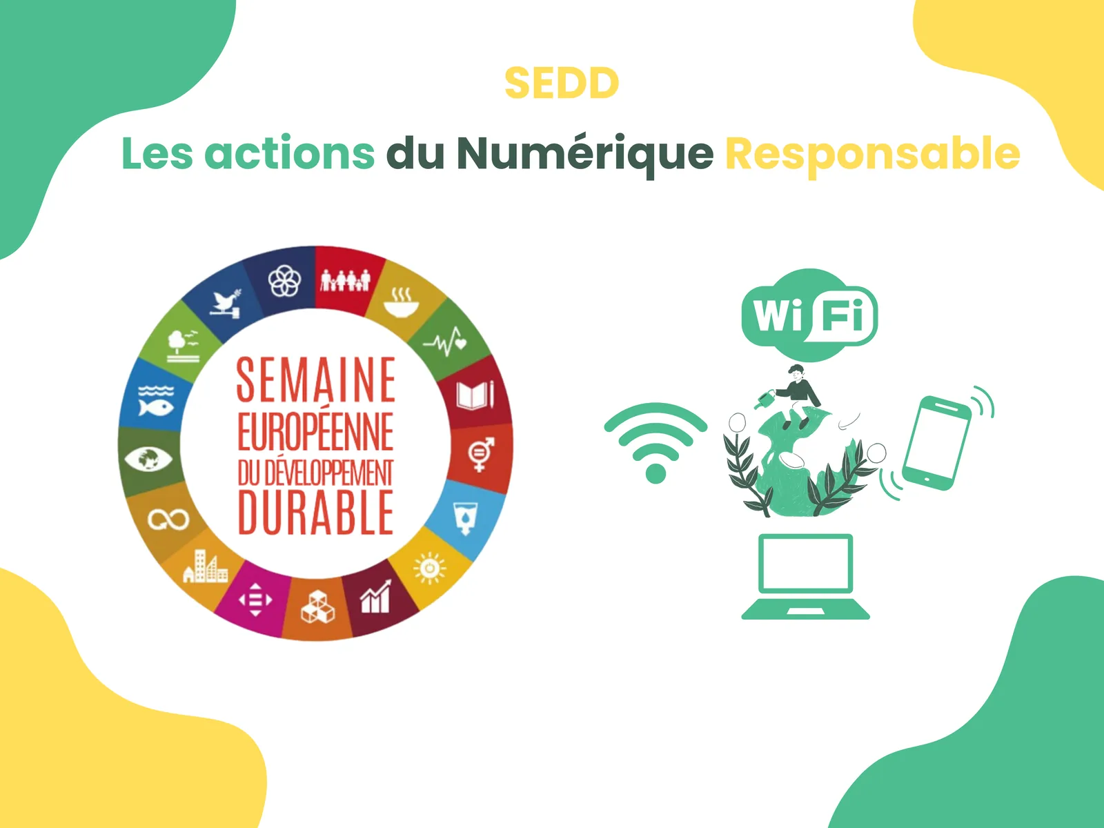 "SEDD: responsible digital actions" visual with the European Sustainable Development Week logo