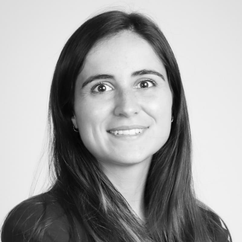 Black and white portrait of Clara M., consultant at Bartle